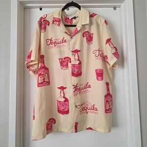 ASOS DESIGN Tequila Print Relaxed Men's Shirt Button Up Short Sleeve Size 2XL